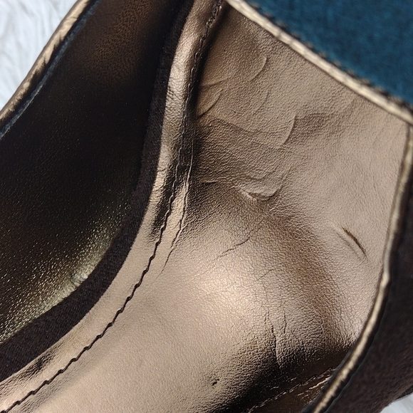 Anne Michelle Flare Brown Multicolored Faux Suede Almond Peep Toe Stiletto Heel - Picture 14 of 16